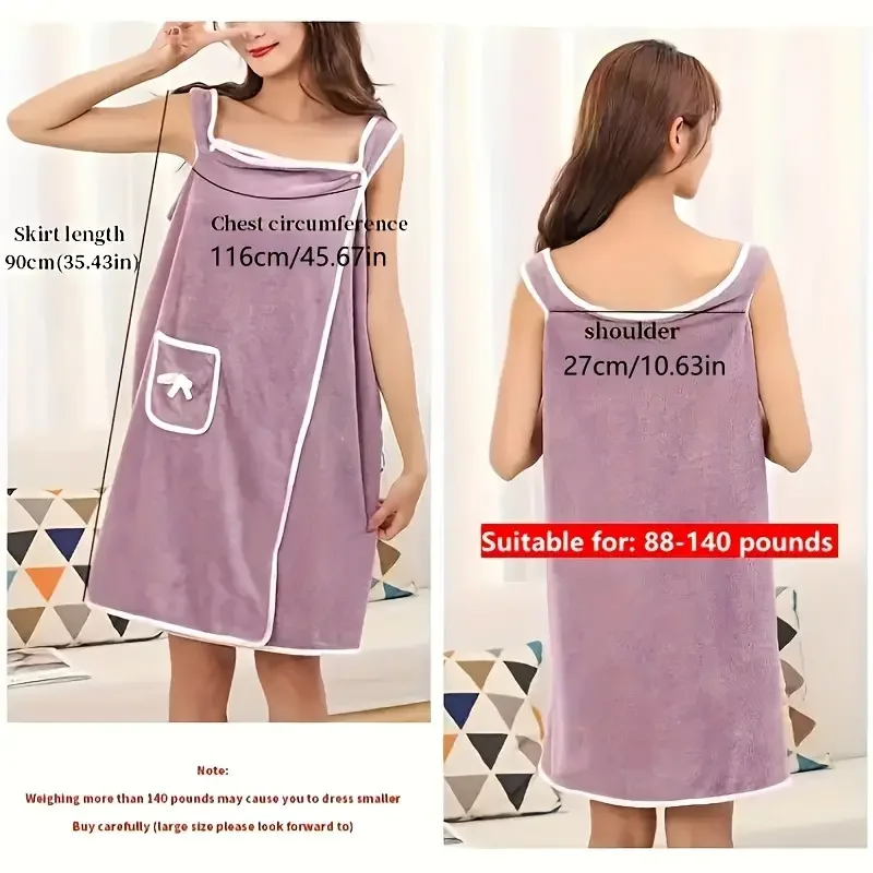 Cozy Wearable Bath Towel Dress - Image 3